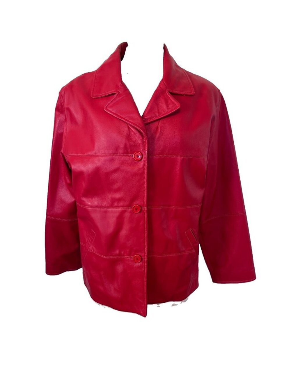 Deerskin Quality Leathers Red Blazer Leather Jacket M 90s Y2K Button Front